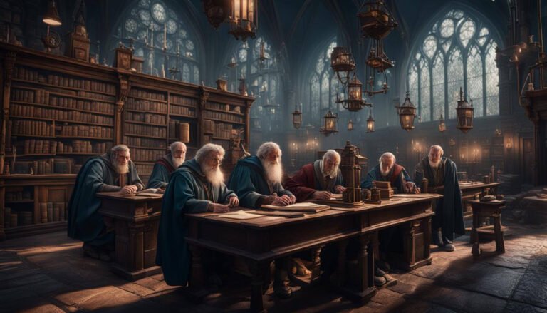 Image of Teachers from Hogwards looking like scientists by Anna Gioran via NightCafe